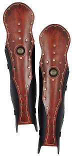 Roman Leather Greaves with Knee Coverage