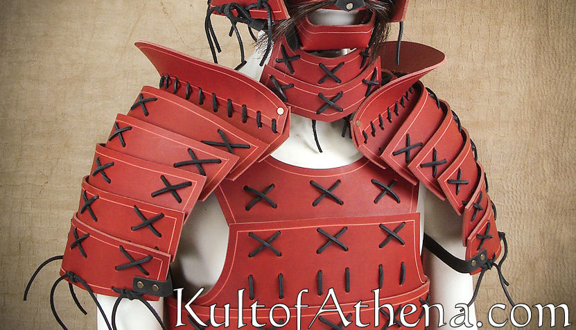 Samurai Leather Pauldrons - Red