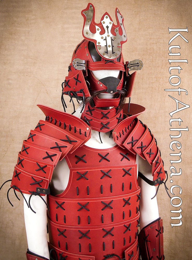 LARP Samurai Red Leather Bracers. Larp Armor Samurai Style -  Canada