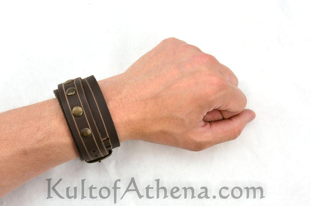 Leather Strap Wristband - Brown