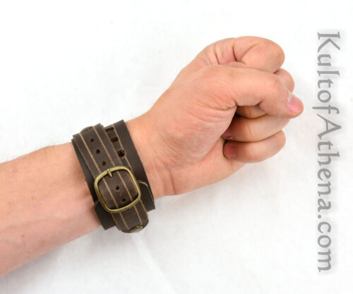 Leather Strap Wristband - Brown