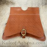 Medieval Leather Belt Pouch with Embossed Crosses