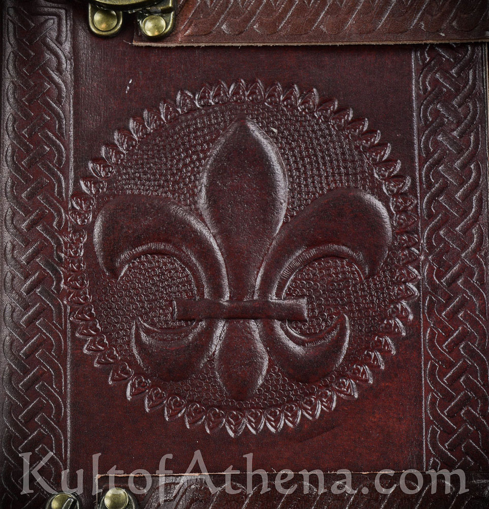 Leather-Bound Fleur-de-Lis Journal with Brass Locks