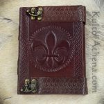 Leather-Bound Fleur-de-Lis Journal with Brass Locks