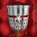 Crusader Peaked Pot Helm with Faceplate - 18 Gauge