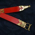 Medieval Belt with Brass Studs - Red