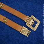Knightly Medieval Belt with Brass Rosettes - Tan / Natural