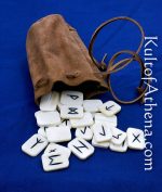 Viking Bone Tile Rune Set with Suede Leather Bag - Set of 25 Tiles