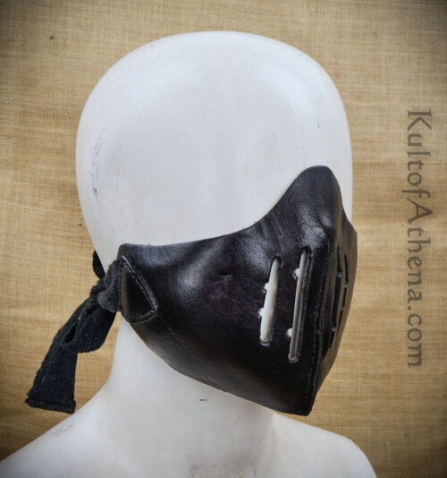 Leather Samurai / Ninja Mempo Mask - Black