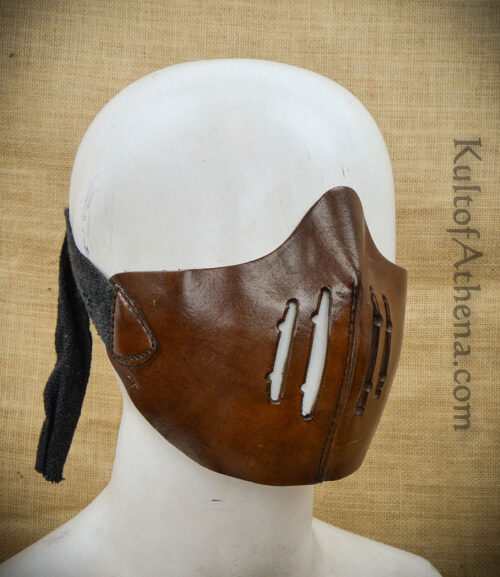 Leather Samurai / Ninja Mempo Mask - Brown