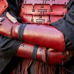 Samurai Leather Bracers - Red
