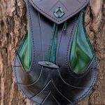 Elven Leather Pouch - Black and Green