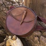 Round Leather Bag - Brown