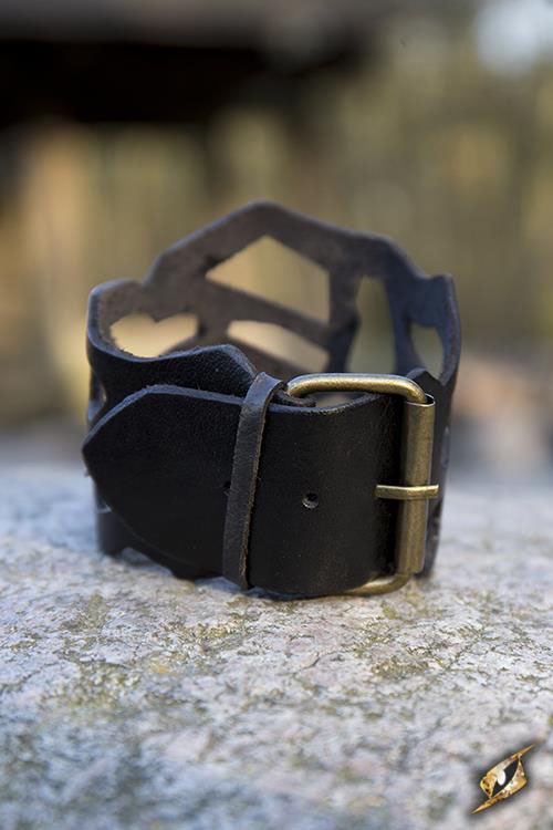 Filigree Leather Bracelet - Black