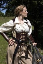 Rogue Leather Corset - Brown and Beige