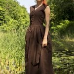 Peasant Dress - Dark Brown