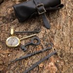 Thieves Tools with Black Leather Roll Pouch