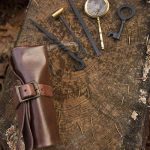 Thieves Tools with Brown Leather Roll Pouch