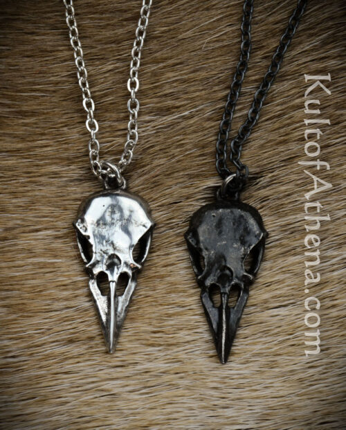 Huginn and Muninn - Pair of Raven Skull Pendants