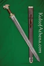 Scandinavian Vendel Chieftain's Sword with Damascus Blade - Tin Plated with Brass Hilt Accents