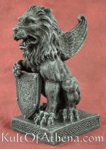 Winged Lion With Shield Statue