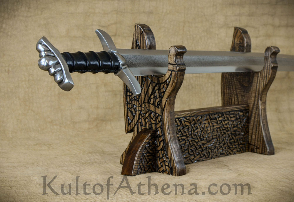 Hand-Carved Deluxe Norse Wolves Weapon Stand