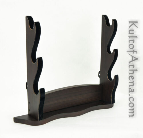 Three Tier Sword Display Stand - Dark Walnut Finish