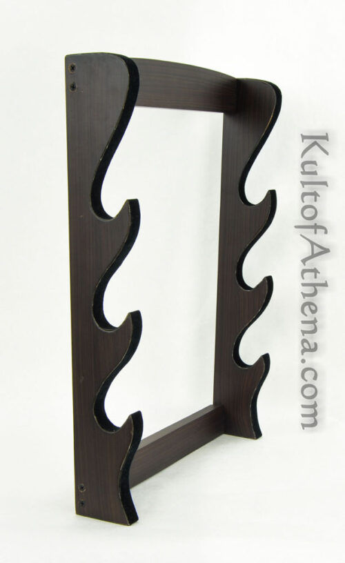 Three Tier Wall Mount Sword Display - Dark Walnut Finish