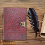 Leather-Bound Medieval Tree of Life Journal with Lock