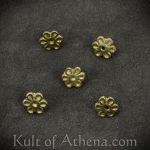 Brass Medieval Rosette Studs / Conchos - Set of 5