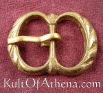 Small Two Ring Small Brass Buckle with Slashed Design