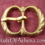 Small Two Ring Small Brass Buckle with Slashed Design