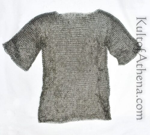 DANM Chainmail Half-Sleeve Haubergeon - Dome Riveted Stainless Steel Flat Rings Alternating with Solid Flat Rings