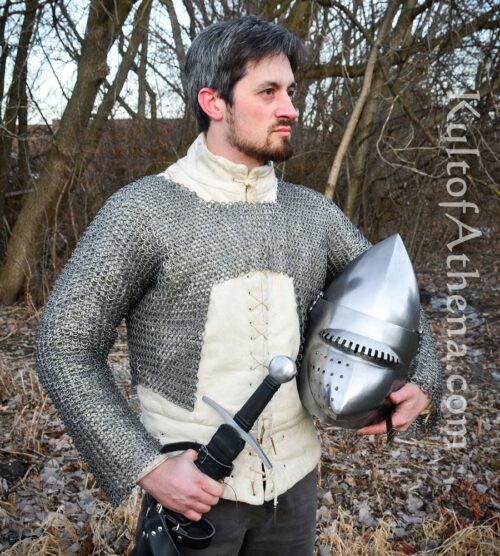 Chainmail Half Hauberk - Alternating Dome Riveted Flat Rings