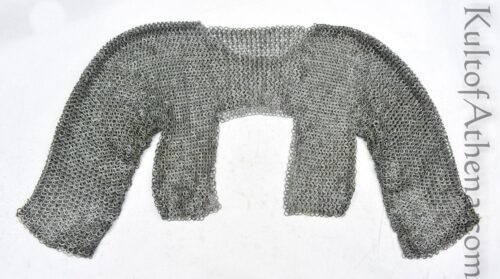 WANM - Chainmail Half Hauberk - Wedge Riveted Flat Rings Alternating with Solid Flat Rings