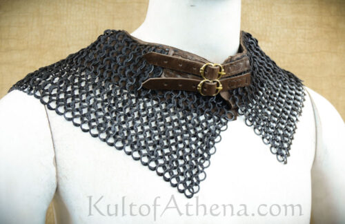 WADM Chainmail Standard / Bishop's Mantle - Darkened Alternating Mild Steel Wedge Riveted Flat Rings and Solid Flat Rings