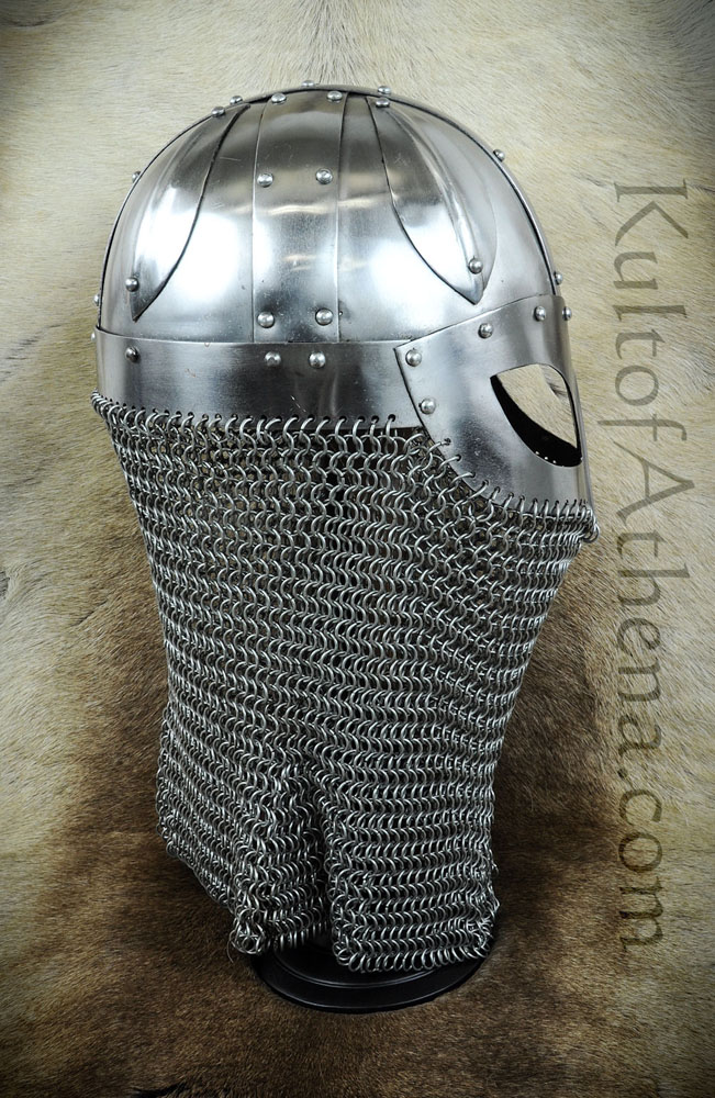 Viking Ocular Helm with Chainmail Camail - 16 Gauge Steel