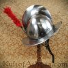 Combed Morion Helm with Red Plume - 16 Gauge Steel