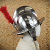Combed Morion Helm with Red Plume - 16 Gauge Steel