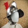 Combed Morion Helm with Red Plume - 16 Gauge Steel