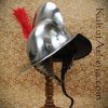 Combed Morion Helm with Red Plume - 16 Gauge Steel