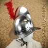Combed Morion Helm with Red Plume - 16 Gauge Steel