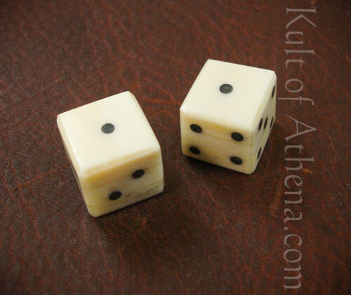 Pair of Bone Dice with inlaid pips