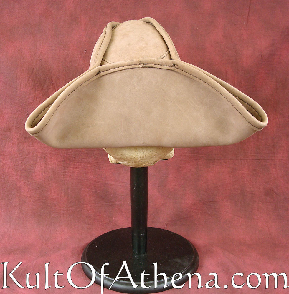 Leather Tricorne Hat - Natural Brown - Large
