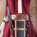 Leather Roman Sword Baldric - Black - For Wearing on Left Hip