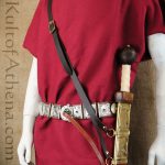 Leather Roman Sword Baldric - Brown - Wearing on Left Hip