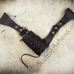 Leather Sword Frog with Hanging Belt Loops - Brown