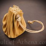 Small Suede Leather Drawstring Coin Purse - Natural