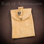 Natural Suede Leather Belt Pouch with Horn Toggle