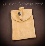 Natural Suede Leather Belt Pouch with Horn Toggle
